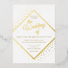 Invitación Con Relieve Metalizado Boda de oro con brillo elegante