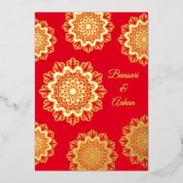 Invitación Con Relieve Metalizado Boda de oro hindú Mandala