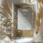 Invitación Con Relieve Metalizado Boda de oro islámico iluminado tradicional<br><div class="desc">Invitaciones de boda islámicas tradicionales de oro vintage en un diseño floral,  romántico y caprichoso. Por favor,  introduzca la información de su personalizado y ya está listo. Si desea cambiar el diseño más adelante,  simplemente pulse el botón azul "Personalizar". ¡Muchas gracias por considerar mi diseño para su boda!</div>