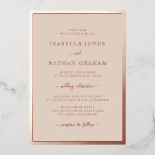Invitación Con Relieve Metalizado Boda de oro rosa