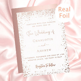 Invitación Con Relieve Metalizado Boda de oro rosa blanco