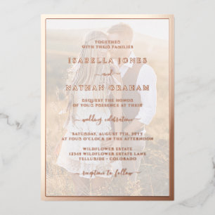 Invitación Con Relieve Metalizado Boda de oro rosa de foto moderna
