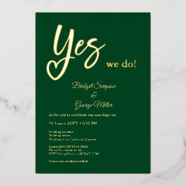 Invitación Con Relieve Metalizado Boda de oro verde esmeralda