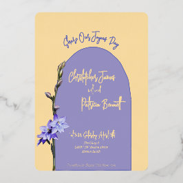 Invitación Con Relieve Metalizado Boda de orquídeas solares amarillas y de color lag