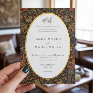 Invitación Con Relieve Metalizado Boda de otoño botánica en cottage elegante vintage