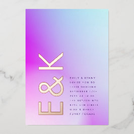 Invitación Con Relieve Metalizado Boda de Otoño con Gradiente de Morado Ultra Modern