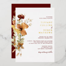 Boda de otoño floral rústica naranja quemada