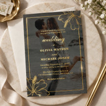 Boda de pareja minimalista floral dorado