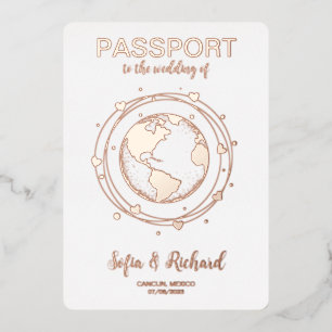 Invitación Con Relieve Metalizado Boda de pasaporte Relieve metalizado dorado de des