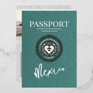 Invitación Con Relieve Metalizado Boda de Pasaporte Turquoise México