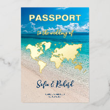 Boda de Passport Relieve metalizado dorado de dest