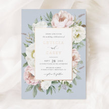 Boda de peonía blanca con rubor floral y rosa eleg