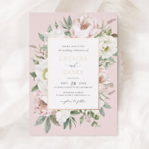 Boda de peonía blanca con toque floral y rosa eleg