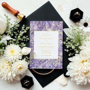 Invitación Con Relieve Metalizado Boda de piedra preciosa de espinela de euforia púr