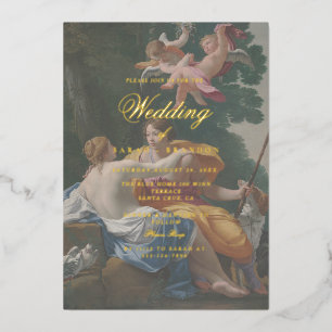 Invitación Con Relieve Metalizado Boda de pintura clásica antigua elegante