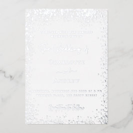 Invitación Con Relieve Metalizado Boda de plata blanca