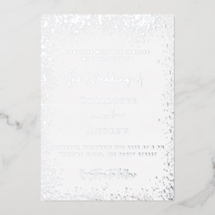 Invitación Con Relieve Metalizado Boda de plata blanca