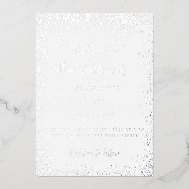 Invitación Con Relieve Metalizado Boda de plata blanca (Anverso)