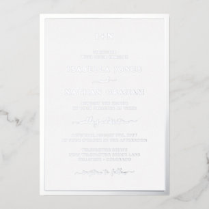Invitación Con Relieve Metalizado Boda de plata con monograma