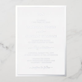 Invitación Con Relieve Metalizado Boda de plata con monograma