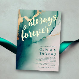 Invitación Con Relieve Metalizado Boda de playa de Emerald Boho, siempre moderna par