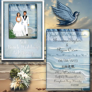 Invitación Con Relieve Metalizado Boda de Playa Escape de Boda