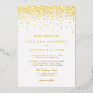 Invitación Con Relieve Metalizado Boda de puntos de confeti elegantemente prensados 