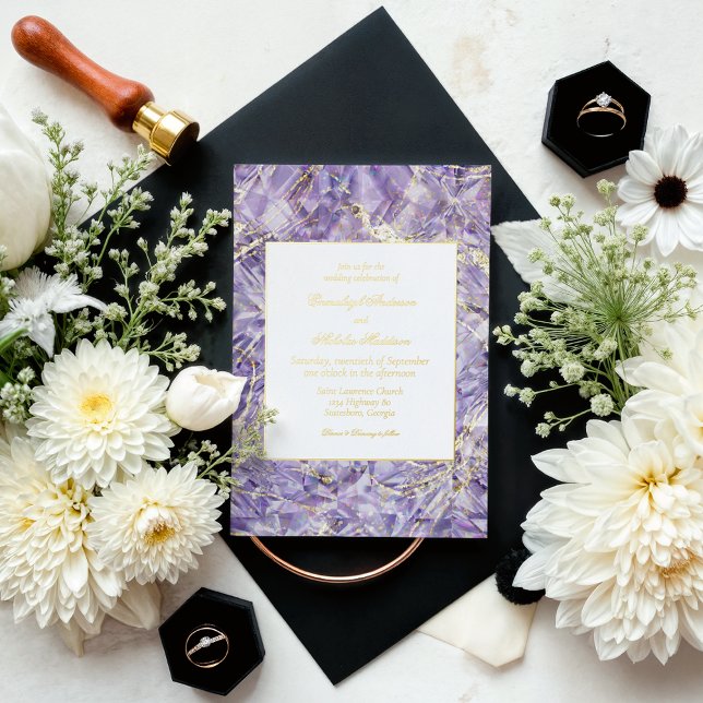 Invitación Con Relieve Metalizado Boda de Purple Euphoria Spinel Gemstone (Subido por el creador)