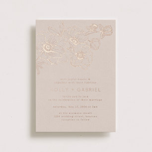 Invitación Con Relieve Metalizado Boda de ramo de anémona