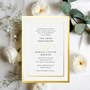 Invitación Con Relieve Metalizado Boda de Relieve metalizado de caligrafía de abdome