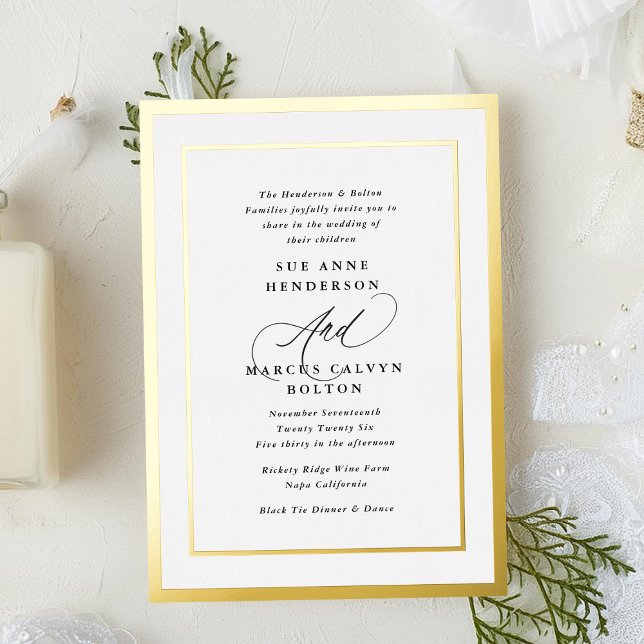 Invitación Con Relieve Metalizado Boda de Relieve metalizado de caligrafía moderna e (Subido por el creador)