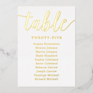 Invitación Con Relieve Metalizado Boda de Relieve metalizado dorado Números de tabla