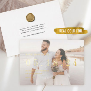 Invitación Con Relieve Metalizado Boda de Relieve metalizado dorado Único Moderno Ah