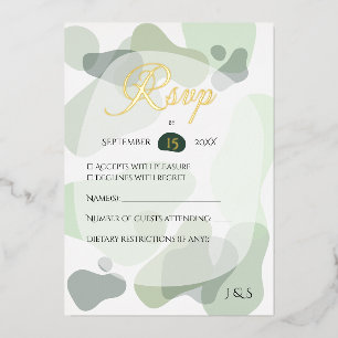 Invitación Con Relieve Metalizado Boda de resumen geométrico de la vegetación orgáni