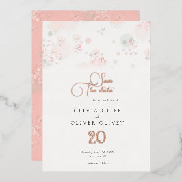 Invitación Con Relieve Metalizado Boda De Rosas De Té De Suavidad Salva La Fecha