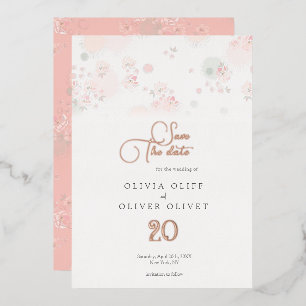 Invitación Con Relieve Metalizado Boda De Rosas De Té De Suavidad Salva La Fecha