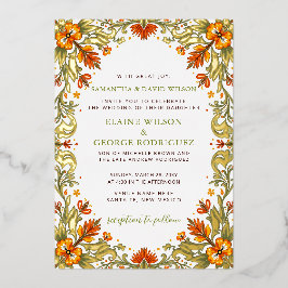 Invitación Con Relieve Metalizado Boda de Talavera Verde Fiesta Mexicana