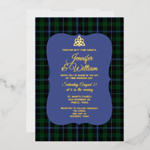 Invitación Con Relieve Metalizado Boda de Tartán de Plaid del Clan Murray