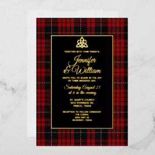 Invitación Con Relieve Metalizado Boda de Tartán Plaid del Clan MacQueen 
