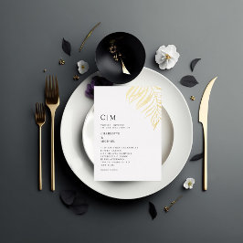 Invitación Con Relieve Metalizado Boda de tendencia de planta blanca elegante