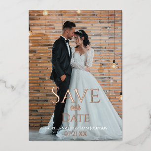 Invitación Con Relieve Metalizado Boda de tipo de cobre sin tiempo Foto Guardar nues