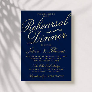 Invitación Con Relieve Metalizado Boda de tipografía de moda Ensayo de cena real