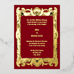 Invitación Con Relieve Metalizado Boda de tramas rococo barroco
