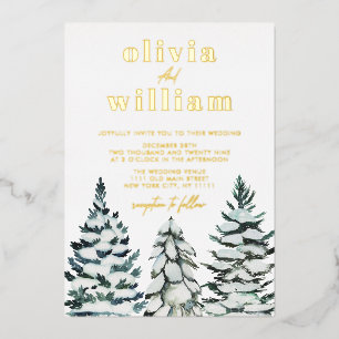 Invitación Con Relieve Metalizado Boda de vacaciones de Navidades de invierno de la