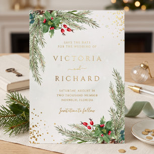 Invitación Con Relieve Metalizado Boda de Vegetación Botánica de Vacaciones de Invie
