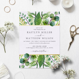 Invitación Con Relieve Metalizado Boda de vegetación botánica Real