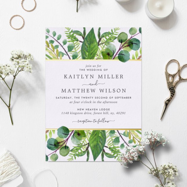 Invitación Con Relieve Metalizado Boda de vegetación botánica Real (Subido por el creador)