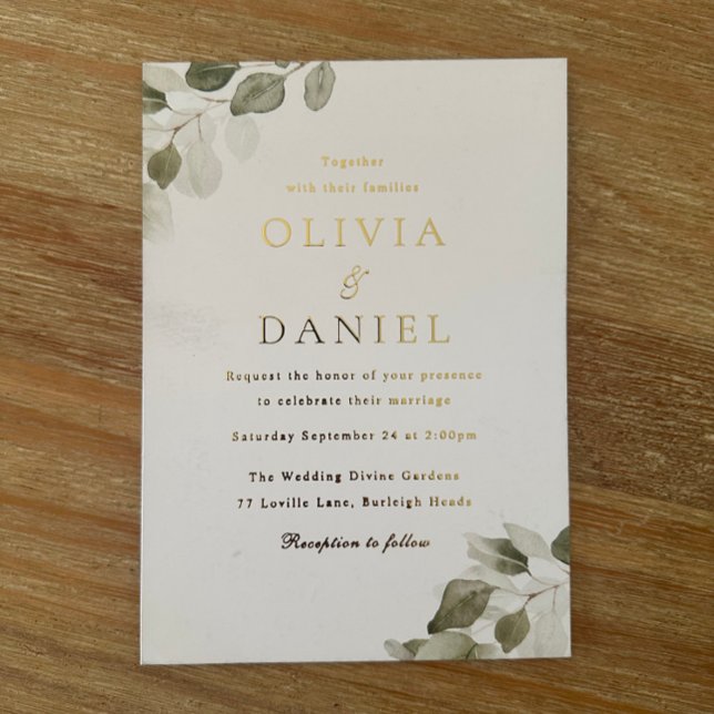 Invitación Con Relieve Metalizado Boda de vegetación y Relieve metalizado dorado (Subido por el creador)