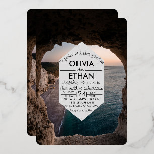 Invitación Con Relieve Metalizado Boda de verano de Marina Seascape Beach