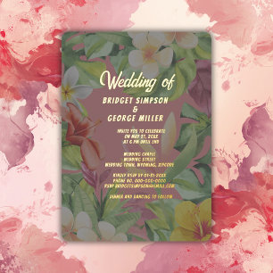 Invitación Con Relieve Metalizado boda de verano hawaiano tropical colorido hibisco
